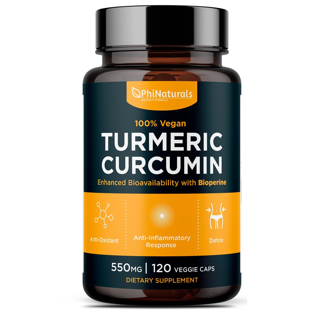 Turmeric Curcumin with Bioperine Black Pepper Extract Capsules by Phi Naturals - Turmeric Curcumin Supplement