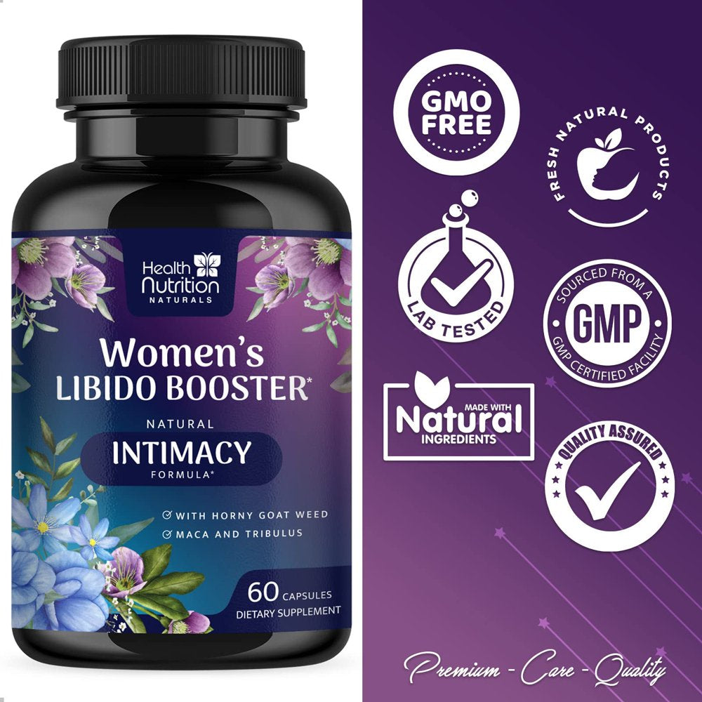 Libido Booster for Women - Female Libido Support Supplement - Women Vitamins Formula Supports Energy - Maca Root, Panax Ginseng, Tribulus Terrestris, Ashwagandha & More - 60 Veggie Capsules