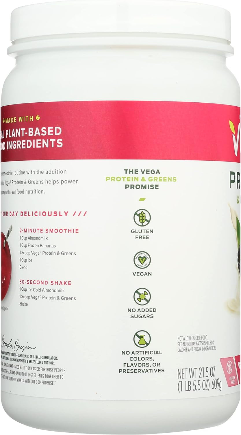 Vega Protein & Greens, Berry, Vegan Protein Powder, 20G Plant Based Protein, Low Carb, Keto, Dairy Free, Gluten Free & Non-Gmo, Pea Protein for Women and Men, 21.5 Ounce