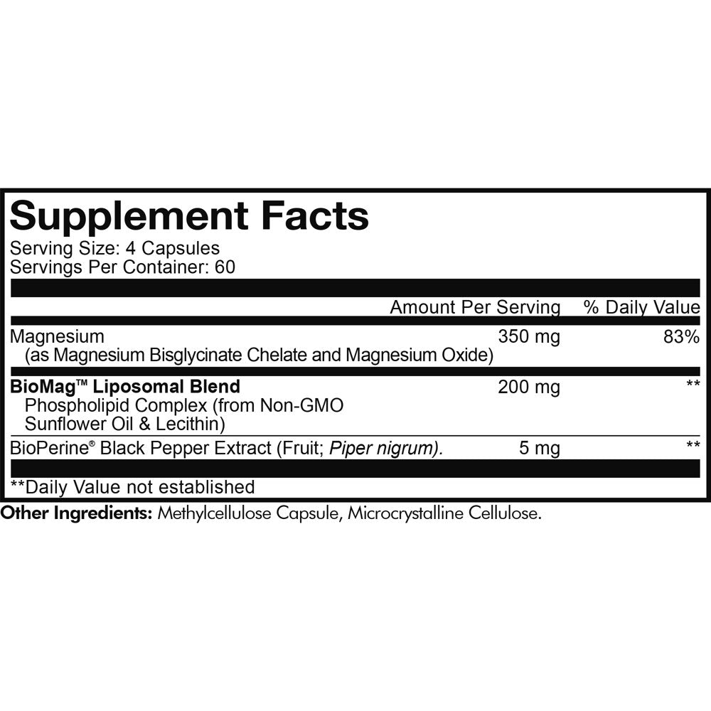 Codeage Liposomal Magnesium Bisglycinate Chelate Mineral Supplement, Biomag Phospholipids, 240 Ct