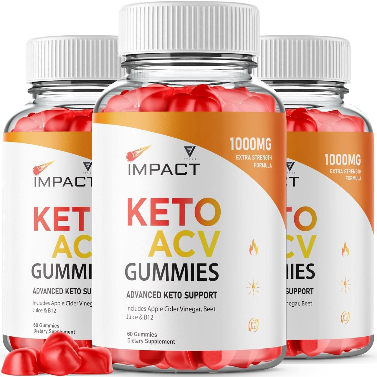 (3 Pack) Impact Keto Gummies for Weight Loss and Belly Fat Diet, AVC Keto ACV Advanced Weight Loss Gummies, Keto plus ACV Apple Cider Vinegar Appetite Supplement (180 Gummies)