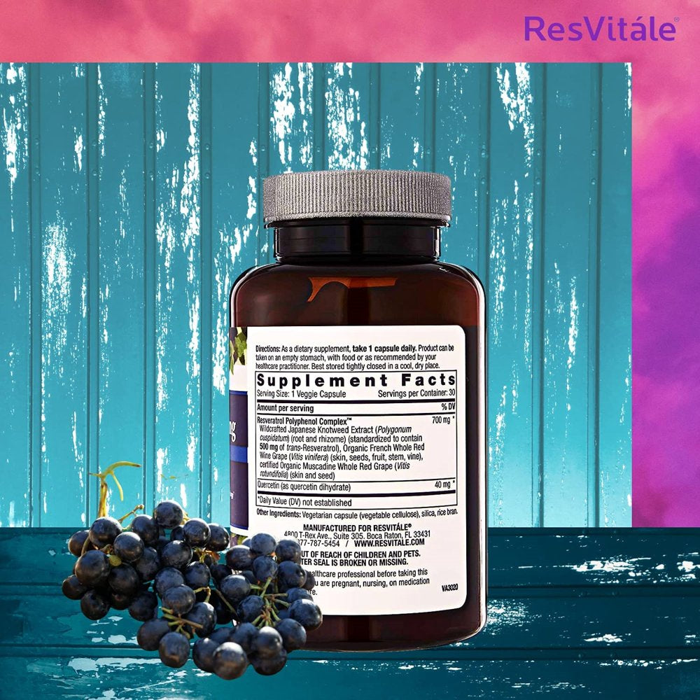 Resvitále Resveratrol 500 Mg - Resveratrol Supplement for Men and Women - 30 Veggie Capsules