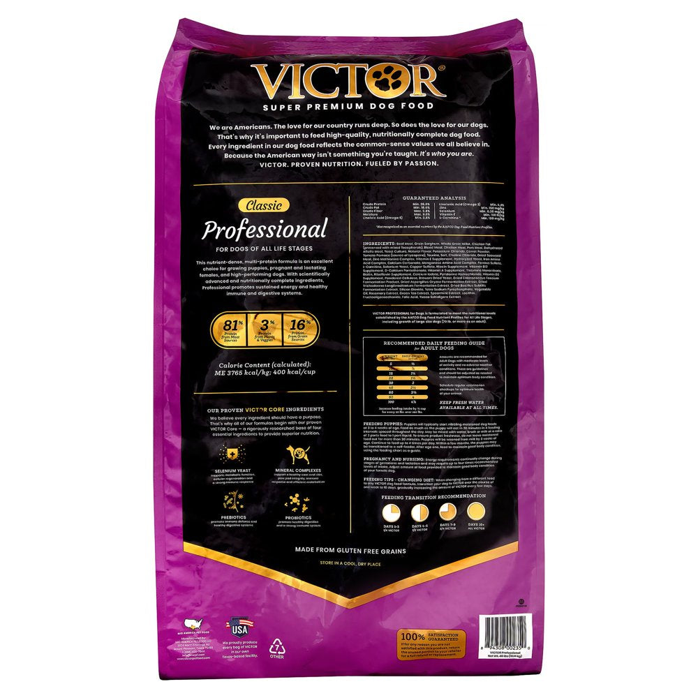 Victor Professional Formula Dry Dog Food, 40 Lb