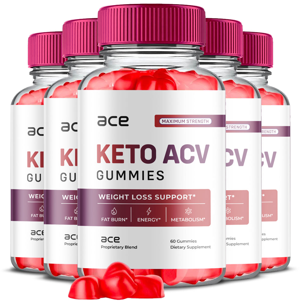 (5 Pack) Ace Keto ACV Gummies - Energy & Focus Boosting Dietary Supplements for Weight Management & Metabolism - Fat Burn - 300 Gummies