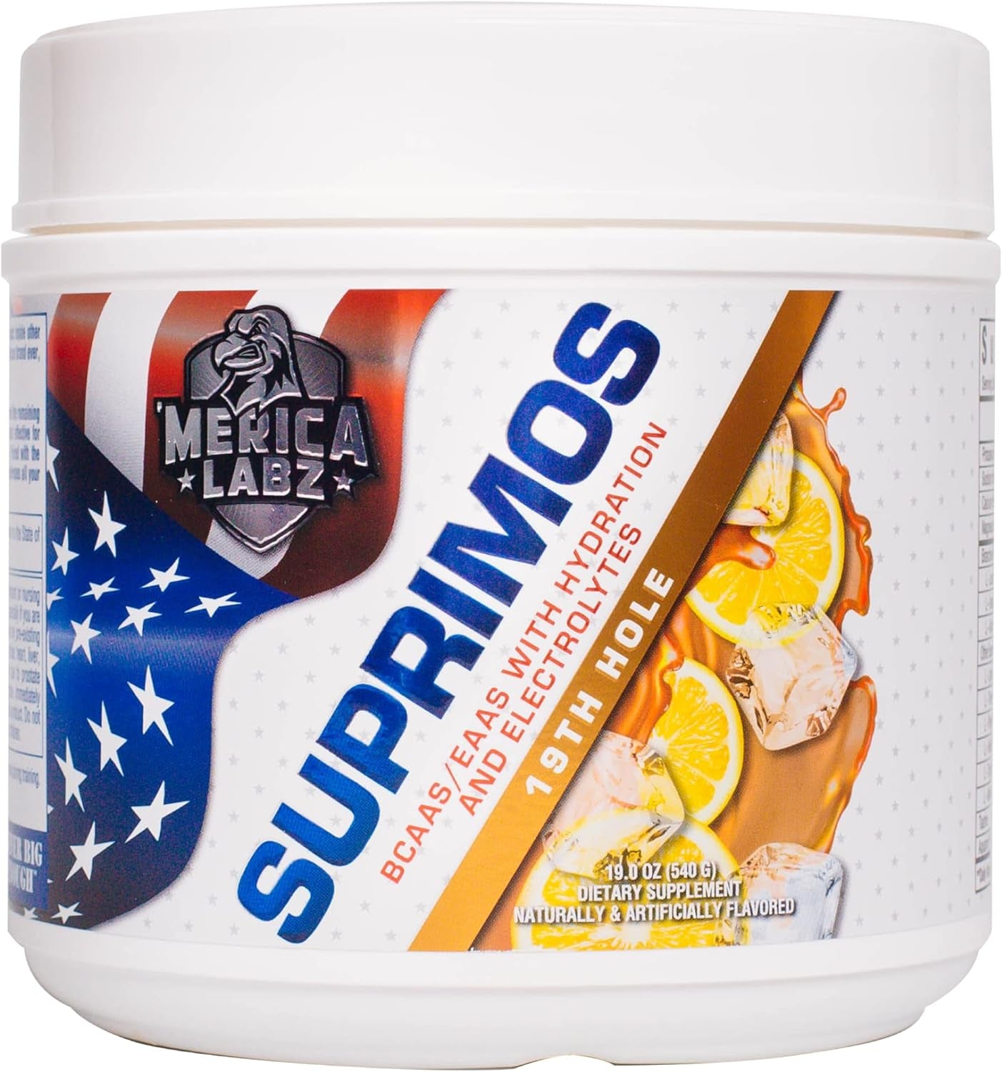 'Merica Labz Suprimos BCAA/EAA Supplement with Eletrolytes for Maximum Performance and Endurance 30 Servings (19Th Hole)