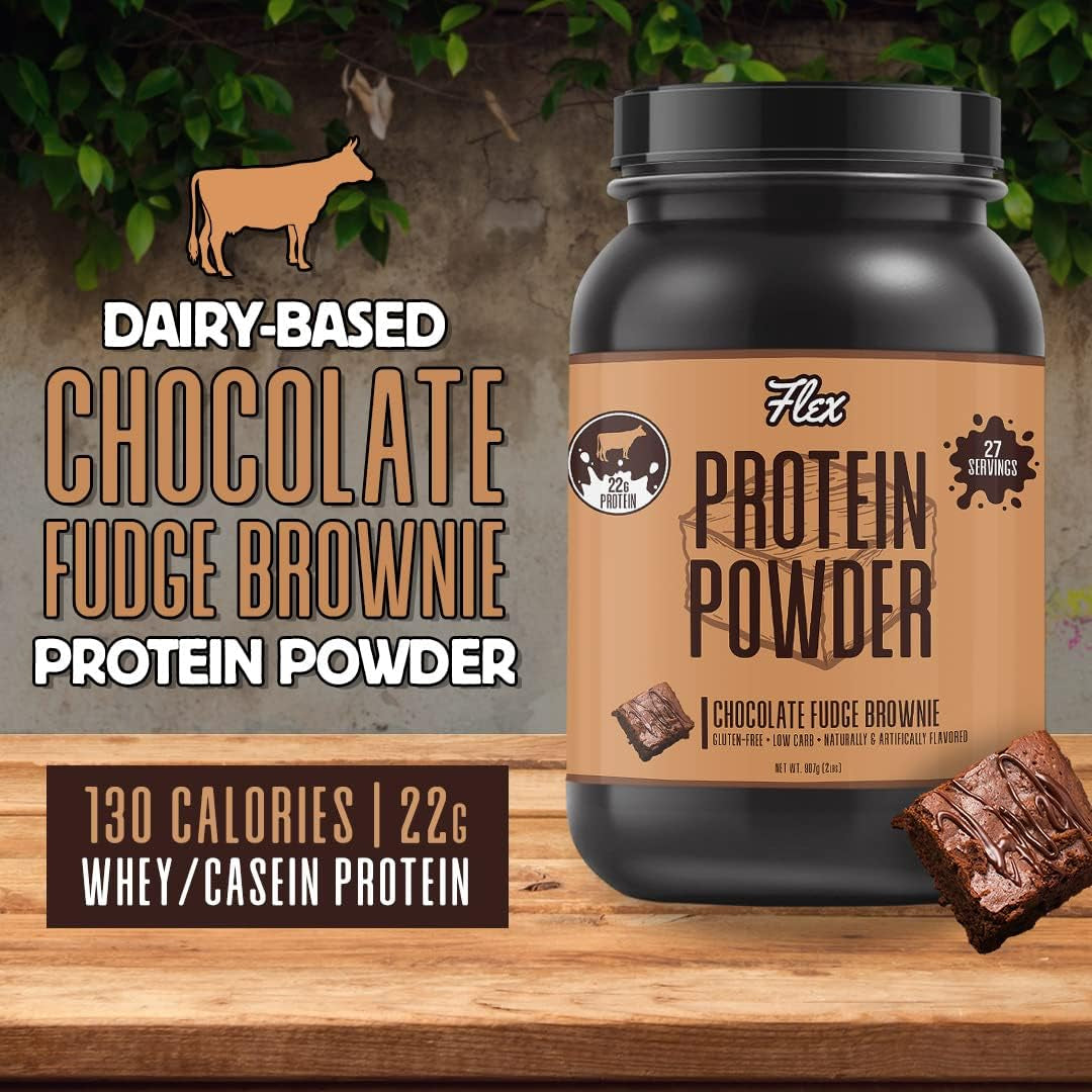 Whey Protein Powder, Chocolate Fudge Brownie | Low Net Carbs, Gluten Free, No Sugar Added | 2 Lb - 27 Servings