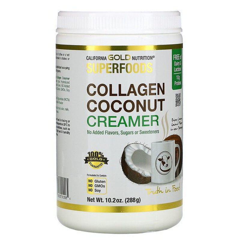 California Gold Nutrition, SUPERFOODS, Collagen Coconut Creamer Powder, Unsweetened, 10.2 Oz Pack of 4