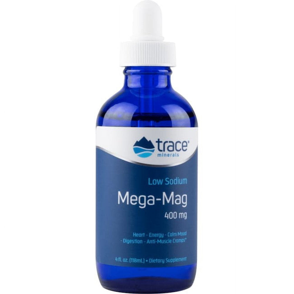 Trace Minerals ® Low Sodium Mega-Mag, 400 Mg, 4 Fl Oz (118 Ml)