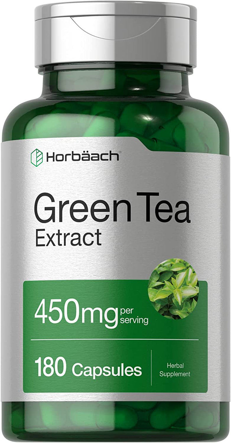Green Tea Extract Capsules 450Mg | 180 Count | by Horbaach