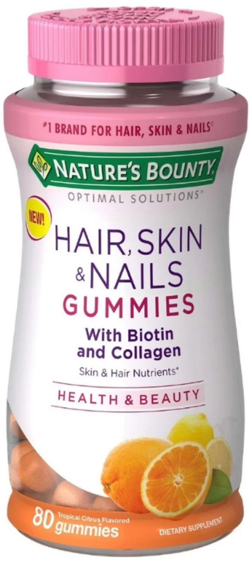 Nature'S Bounty Hair, Skin, & Nail Health with Biotin & Collagen Dietary Supplement Gummies, Orange, 80 Ea (Pack of 2)
