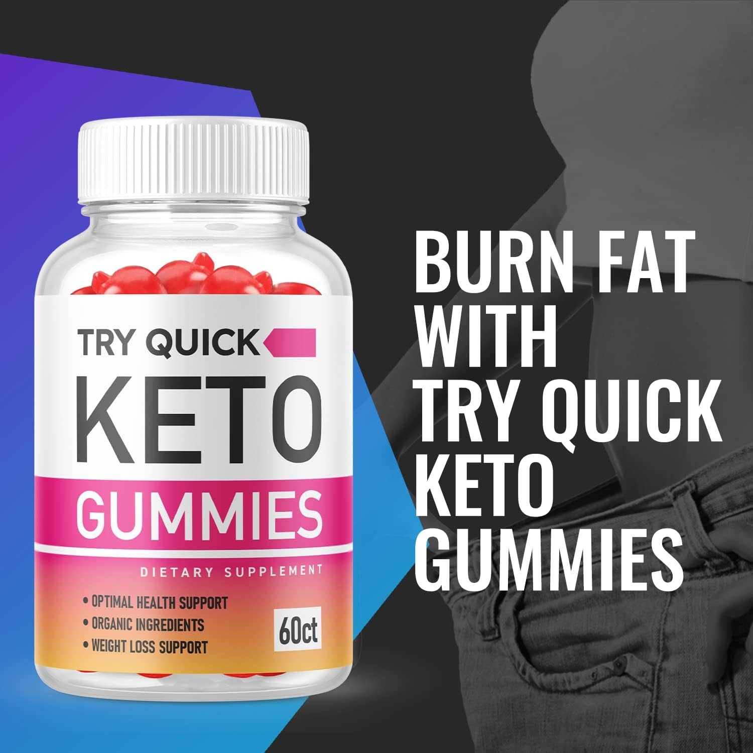 Try Quick Keto Gummies - Try Quick Keto Gummies with Apple Cider Vinegar, Try Quick Keto Gummies with ACV for Ketosis - Vegan, Non GMO - Advanced Formula Ketogenic (1 Pack)