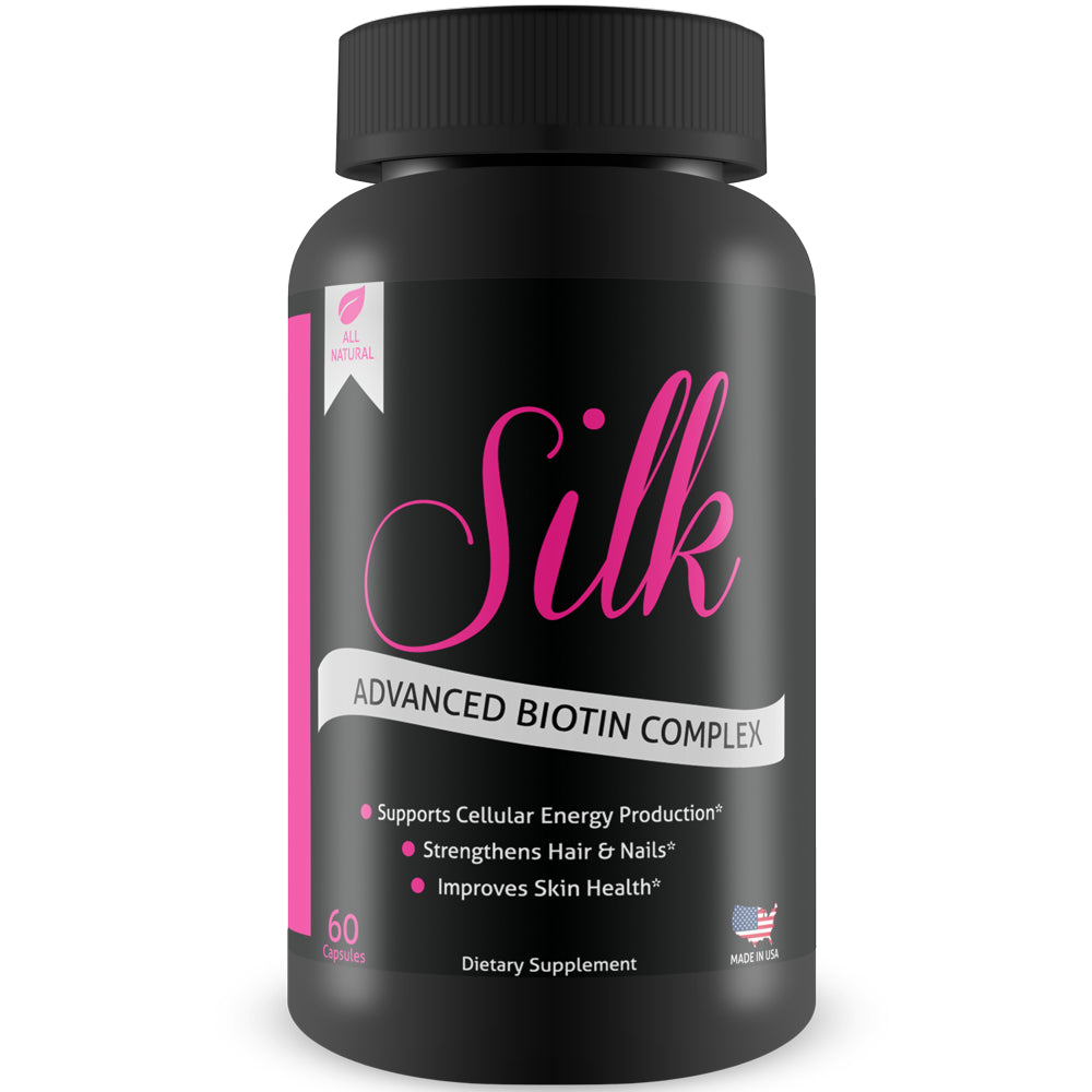 Silk Advanced Biotin Complex - Promotes Stronger, Longer Hair - Healthier Skin - Ultimate Nail Strength - 60 Capsules
