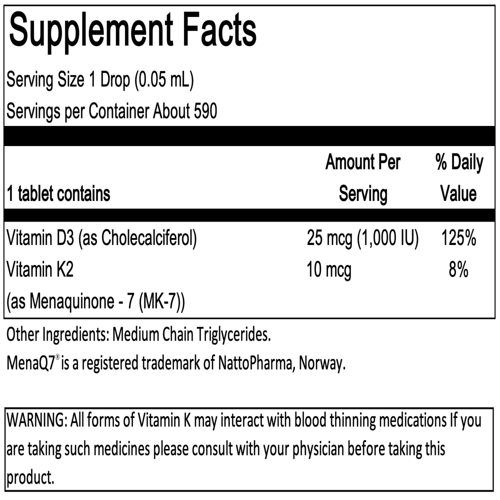 Matzinger Institute of Healing Liquid Vitamin D3 with K2-30 Ml-590 Servings