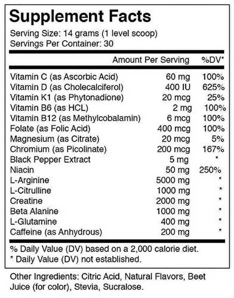 Yeti Monster Pre-Workout Supplement, Nitric Oxide Booster (No Crash), Blue Raspberry Flavor, 30 Servings per Container