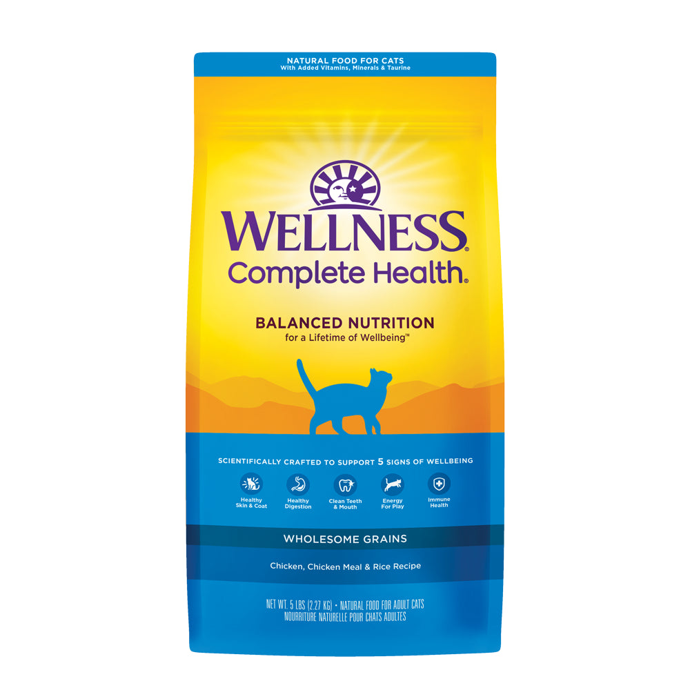 Wellness Complete Health Dry Cat Food, Chicken & Chicken Meal Recipe, 5Lb Bag