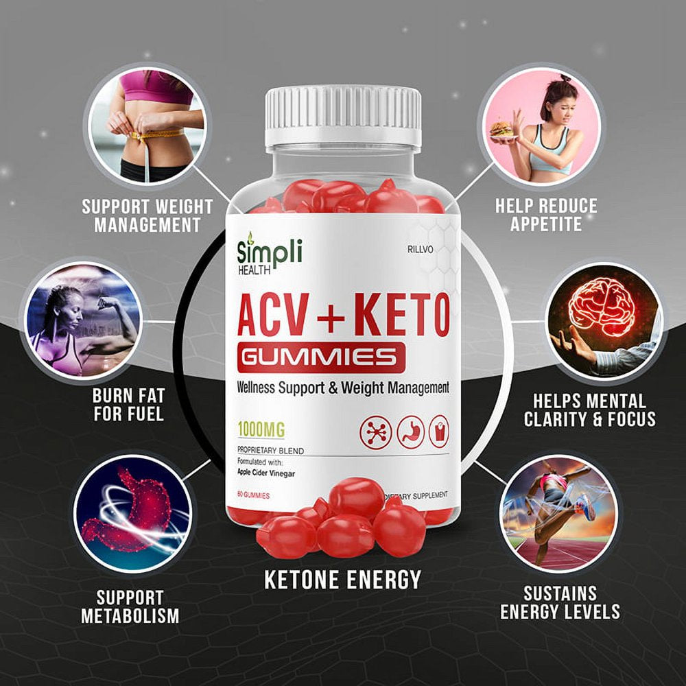 Simpli Keto Gummies - Simpli ACV Gummy’S - Supplement for Weight Loss - Energy & Focus Boosting Dietary Supplements for Weight Management & Metabolism - 60 Gummies