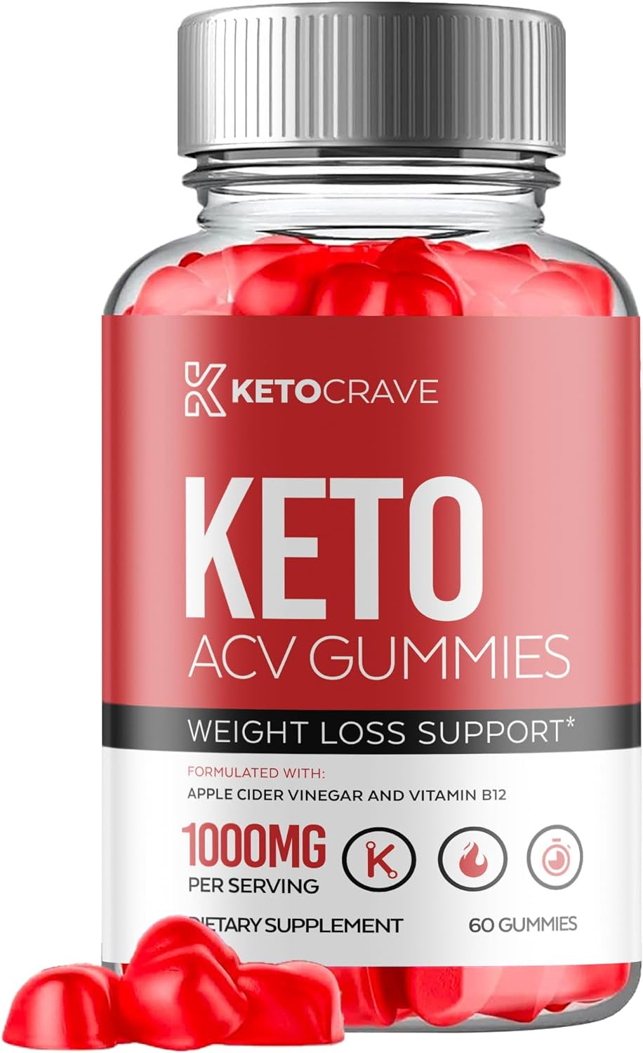 (1 Pack) Keto Crave Keto ACV Gummies - Apple Cider Vinegar Supplement for Weight Loss - Energy & Focus Boosting Dietary Supplements for Weight Management & Metabolism - Fat Burn - 60 Gummies