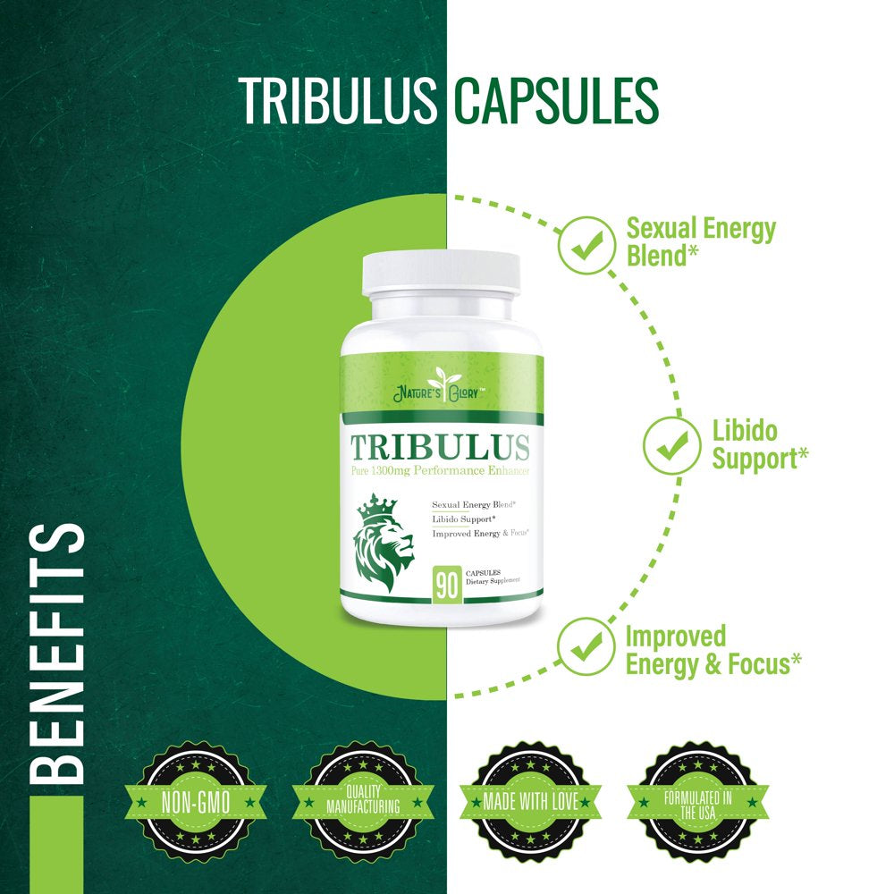 Tribulus Extract Capsules for Men Muscle Growth - Enhances Stamina & Improves Vitality - Testosterone Booster Dietary Supplement - Tribulus 1300Mg - 270 Capsules