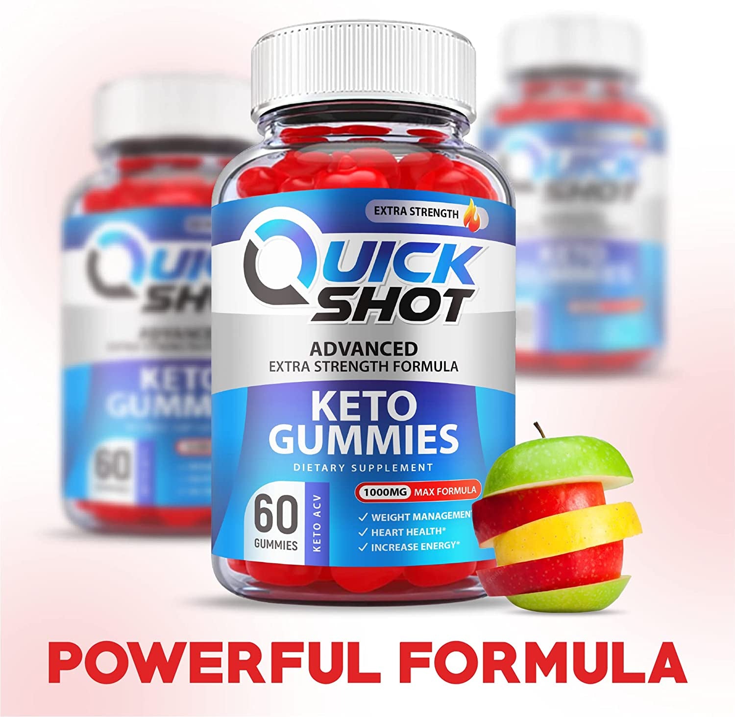 (2 Pack) Quick Shot Keto Gummies, Quickshot Keto Gummies, Official Formula 1000Mg Vegan, Non Gmo, Quick Shot Keto ACV Gummies, Quick Shot ACV Keto Gummies with Apple Cider Vinegar, B12 (120 Gummies)