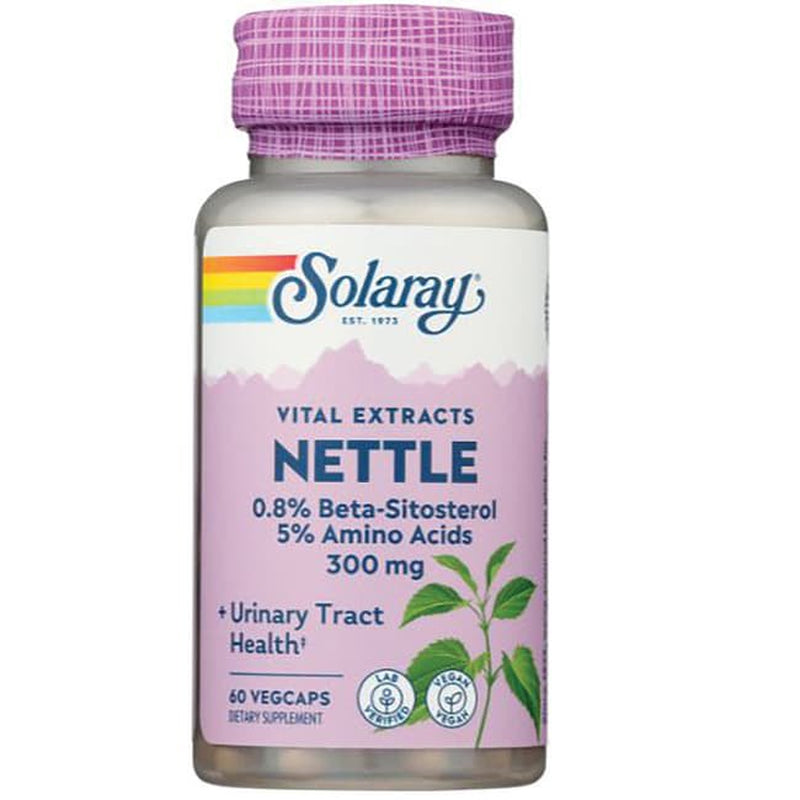 Solaray Nettle Extract 300 Mg, Healthy Urinary & Prostate Support for Men, W/ Amino Acids & Beta-Sitosterol, 60 Vegcaps