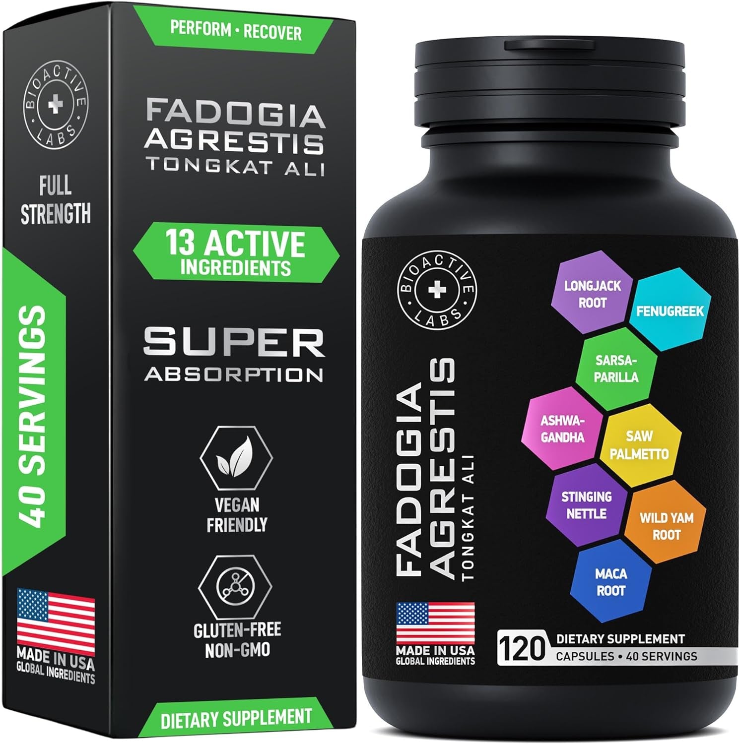 Fadogia Agrestis and Tongkat Ali Supplement - Fadogia Agrestis 600Mg, Longjack Tongkat Ali Extract 500Mg, Saw Palmetto Ashwagandha Maca Fenugreek - Performance, Drive, Strength - 120 Caps