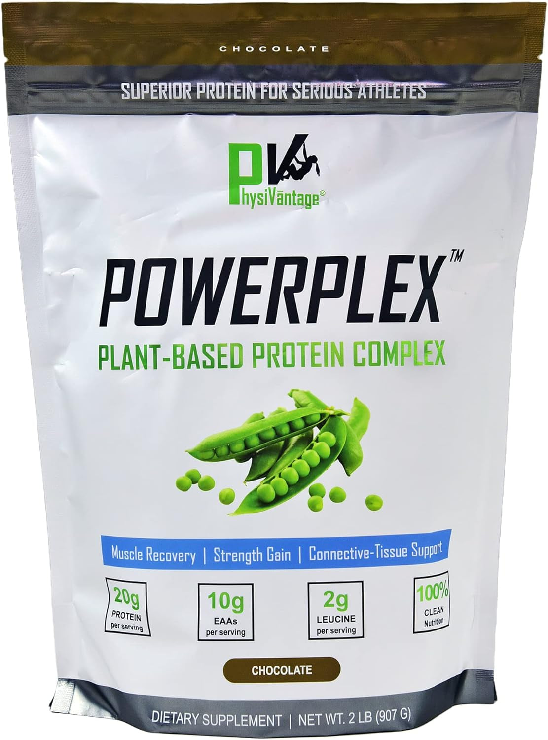 POWERPLEX Vegan Protein Powder + Collagen Alternative Organic Pea & Rice Protein Complex W/Monk Fruit Sweetener - Supports Muscles, Tendons, and Ligaments | 2.0 Lb Bag (Chocolate)