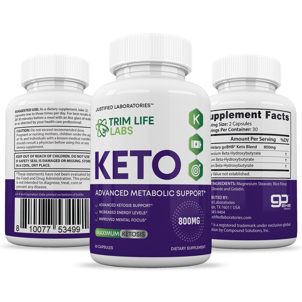 (3 Pack) Trim Life Labs Keto Pills Includes Apple Cider Vinegar Patented Gobhb® Exogenous Ketones Advanced Ketogenic Supplement Ketosis Support for Men Women 180 Capsules…