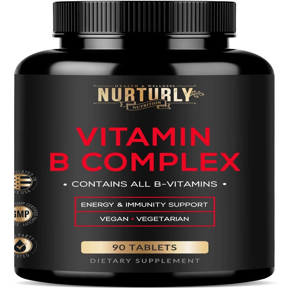 Vitamin B Complex - Contains All Essential B Vitamins - B1, B2, B3, B5, B6, B7, B9, B12 and Biotin - Super B Complex Vitamins for Energy, Immunity and Mood Support - 90 Tablets