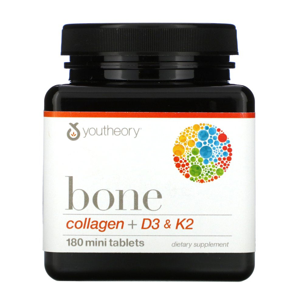 Youtheory Bone Collagen + D3 & K2 Dietary Supplement, 180 Count