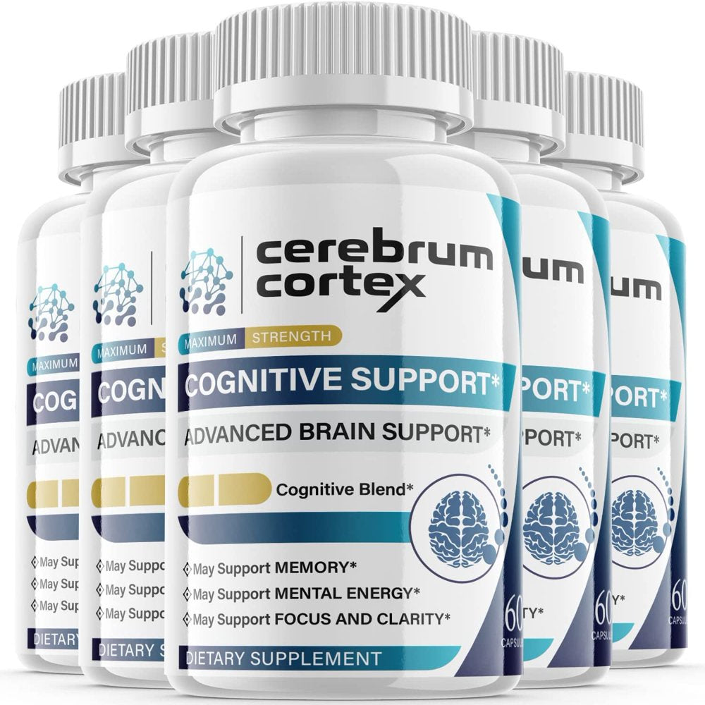 (5 Pack) Cerebrum Cortex - Nootropic Memory Booster Dietary Supplement for Focus, Memory, Clarity, & Energy - Advanced Cognitive Support Formula for Maximum Strength - 300 Capsules