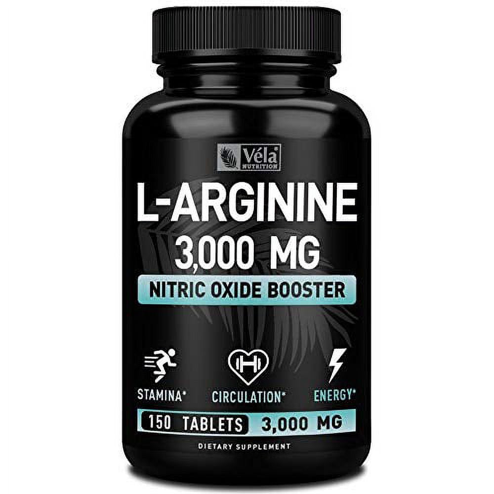 Véla by Zeal Naturals L Arginine 3000Mg (150 Tablets | 1000Mg) Maximum Dose L-Arginine Nitric Oxide Supplement for Muscle Growth, Pump Vascularity and Energy - L Arginine 1000Mg Capsules