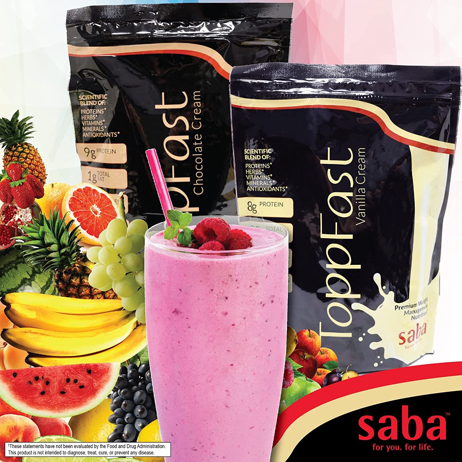 Saba Toppfast™-Weight Management Nutrition -Scientific Blend of Proteins, Herbs, Vitamins, Minerals, & Antioxidants in a Low-Fat, Low-Carb Formula (Vanilla)