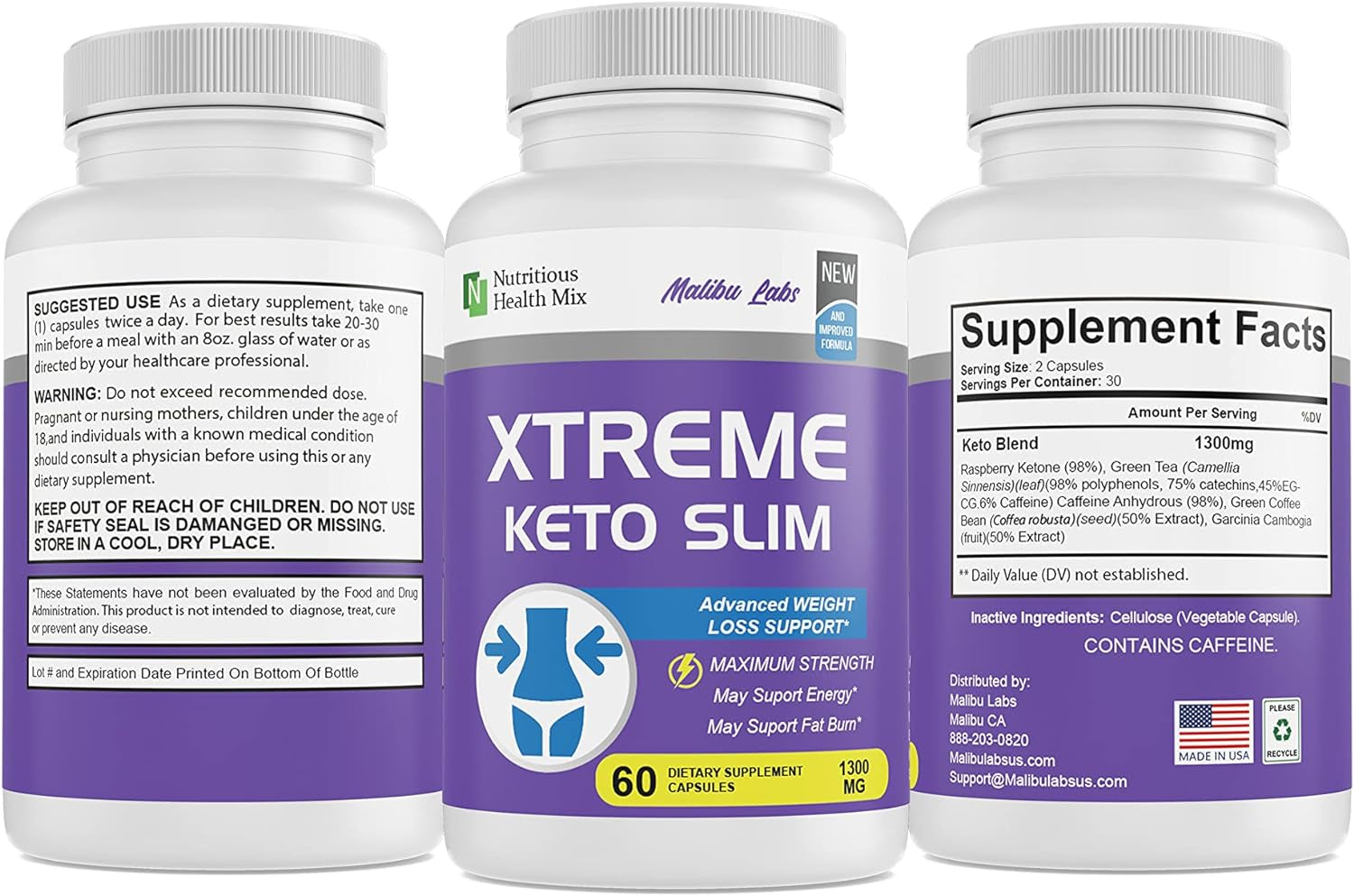 Xtreme Keto, Advanced Ketogenic Pill Shark Formula 1300 MG, Made in the USA, (3 Bottle Pack), 90 Day Supply Tank