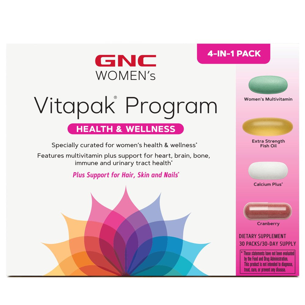 GNC Women'S Vitapak Program, 30 Daily Packs, 4-In-1 Complete Daily Multivitamin and Nutrition