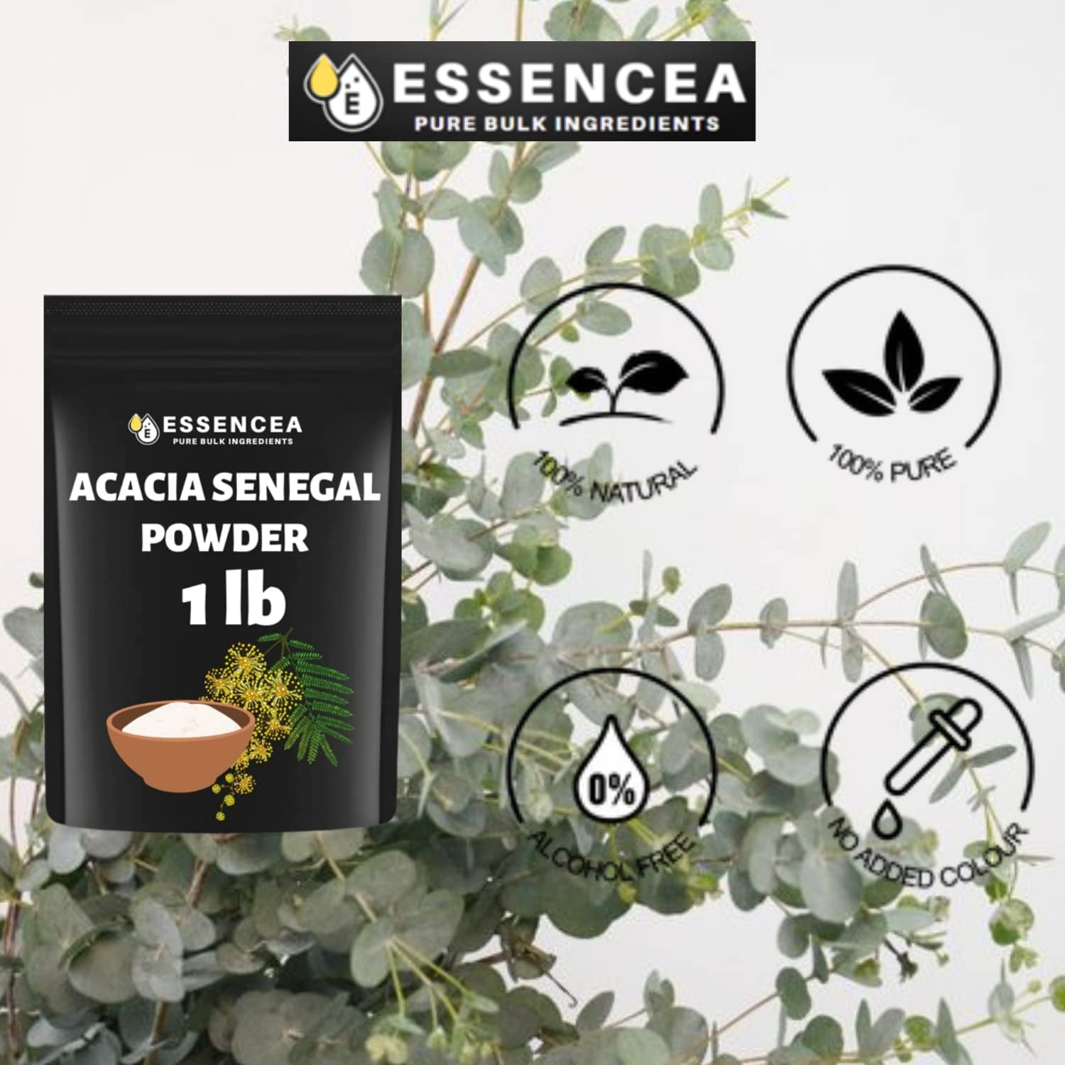 Acacia Senegal Powder 1Lb by Essencea Pure Bulk Ingredients | Rich in Fiber | Soluble Fiber Powder | Non GMO and Gluten Free (16 Ounces)