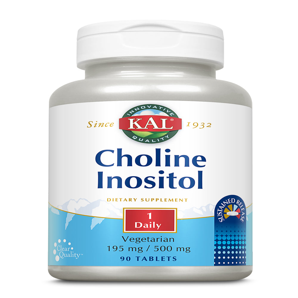 KAL Choline Inositol 195/500 Mg | 1 Daily, Sustained Release | Healthy Brain, Liver, Cell & Mood Support | 90 Tablets
