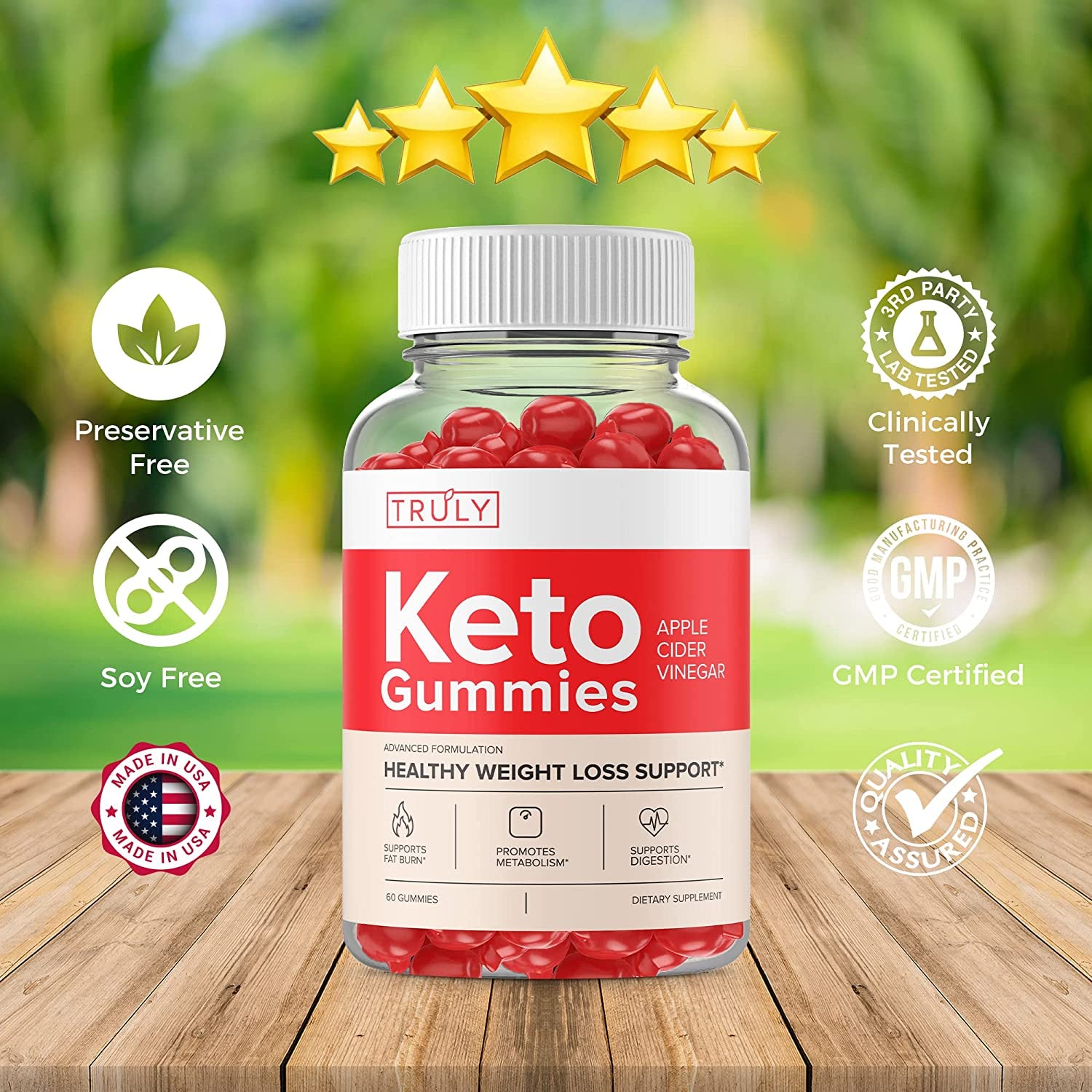 Vitaking (5 Pack) Truly Keto Gummies, Truly ACV Gummies, Truly Keto ACV Gummies, Truly ACV Keto Gummy S Gummie Improved (300 Gummies)