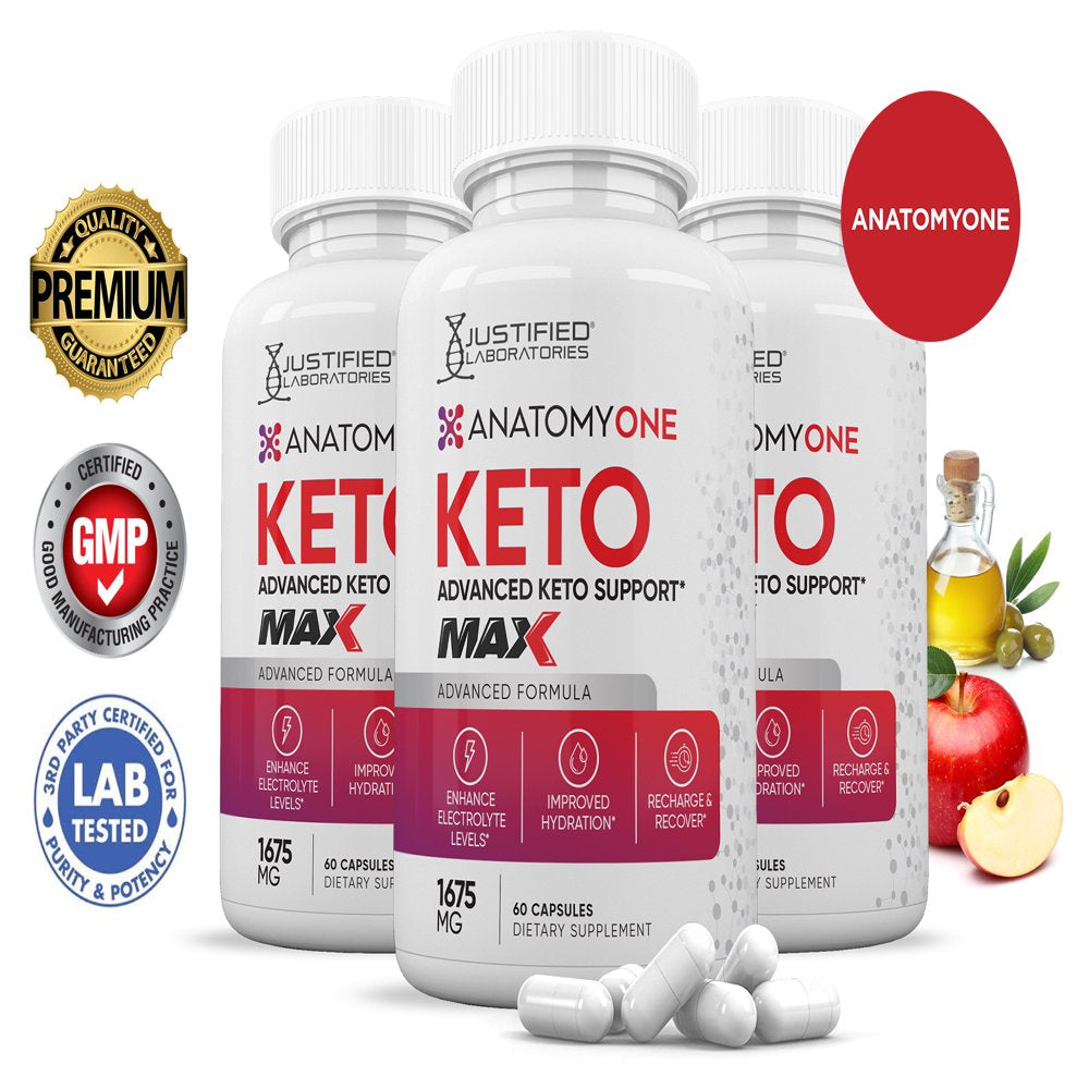 (3 Pack) Anatomy One Keto ACV MAX Pills 1675Mg Alternative to Gummies Dietary Supplement 180 Capsules