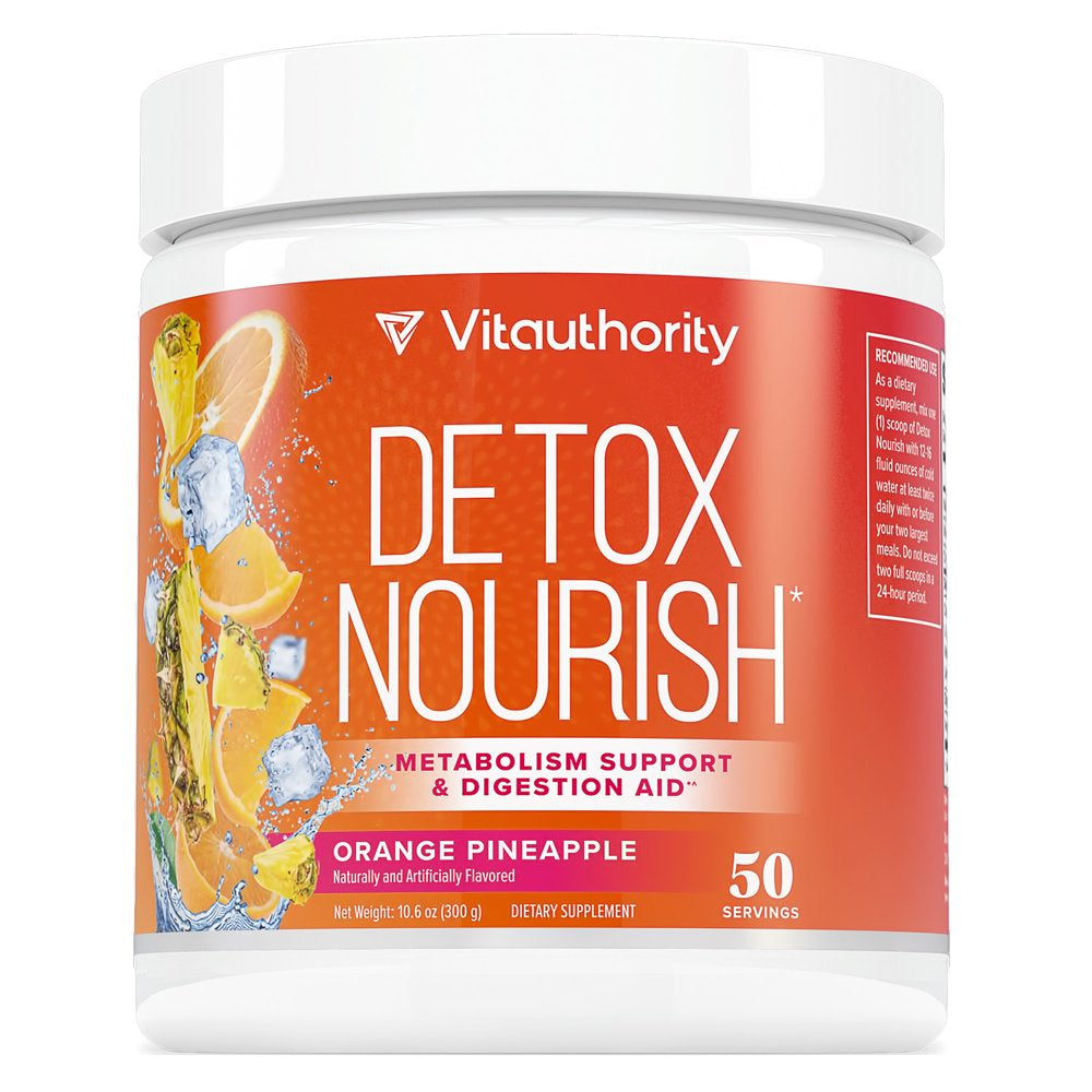Detox Nourish Detox Cleanse Weight Loss Powder: Natural Digestive Enzyme Supplement with Apple Cider Vinegar to Support Healthy Weight Loss for Women and Men and Bloating Relief, Orange Pineapple, 50