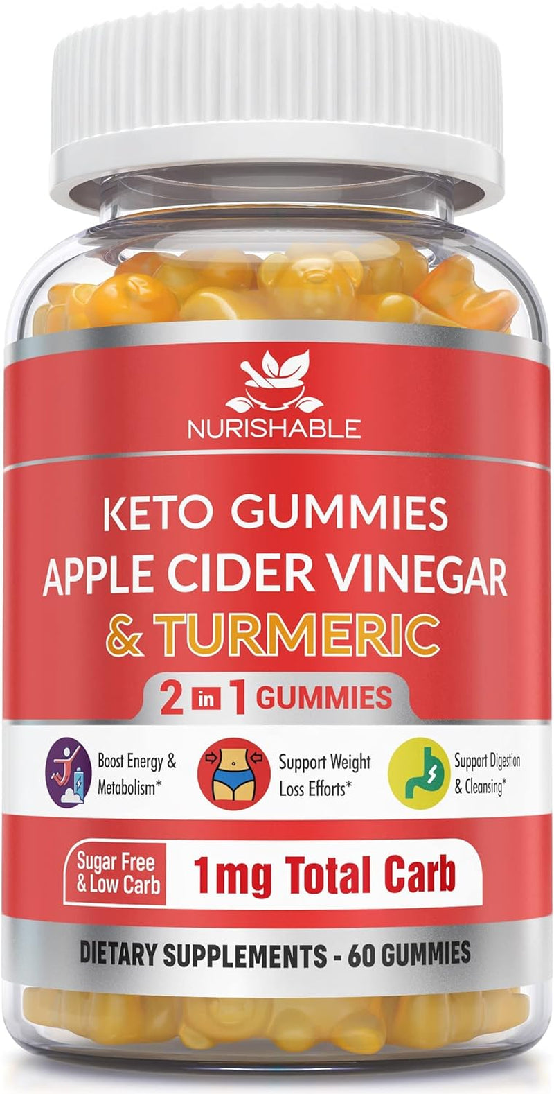 ACV Keto Gummies for Weight Loss - Advanced Weight Loss Formula with Apple Cider Vinegar and Turmeric - Transform to the Lean Life with Virtually Carb-Free & Sugarless Keto Acv Gummies: – 60 Gummies