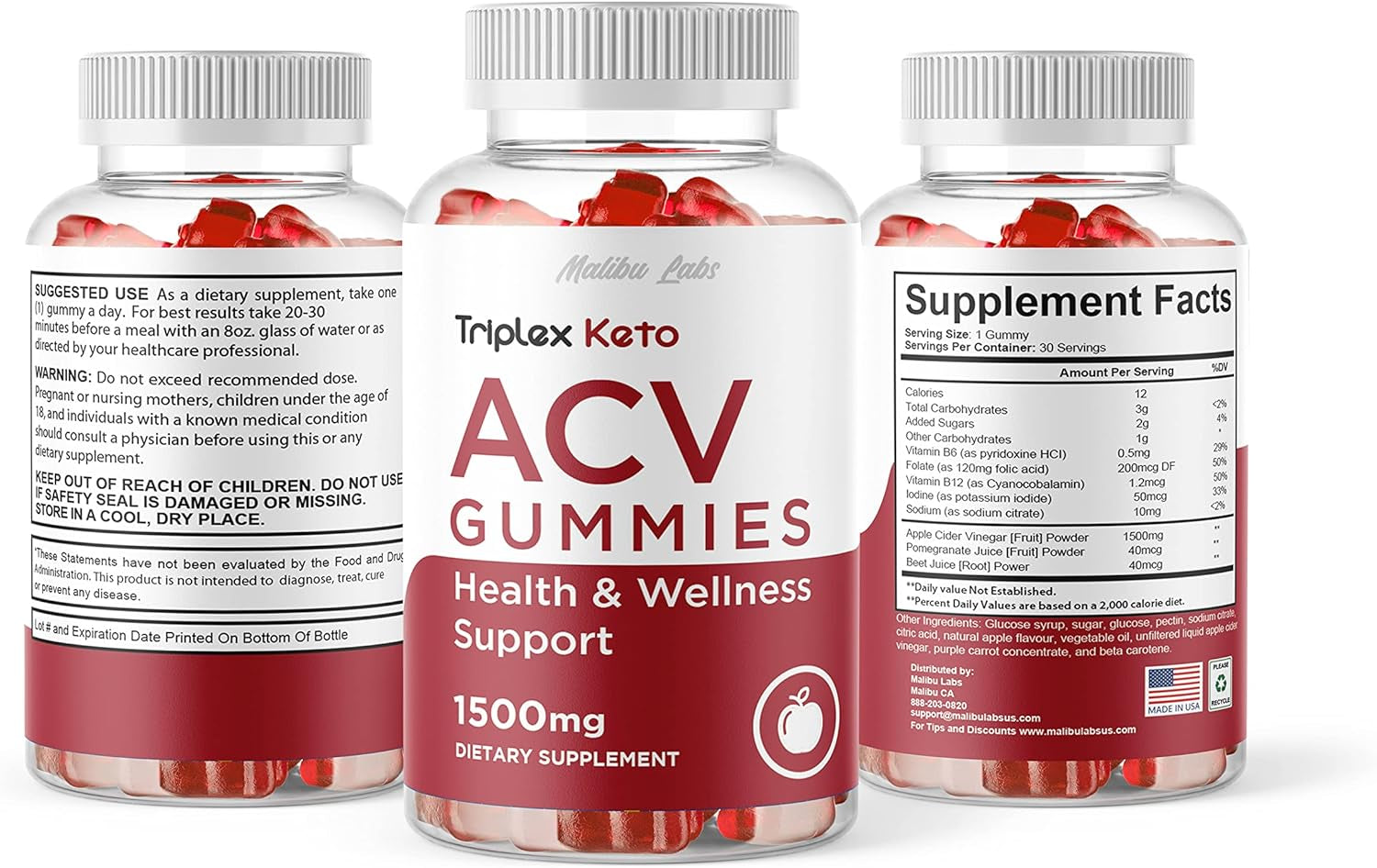 Triplex Keto ACV Gummies, Apple Cider Vinegar Ketosis, New Strong Time Released Formula, 1500Mg Once a Day, Ketogenic Support Supplement, Ketos Shark Gummy, (1 Pack) 30 Day Supply Tank