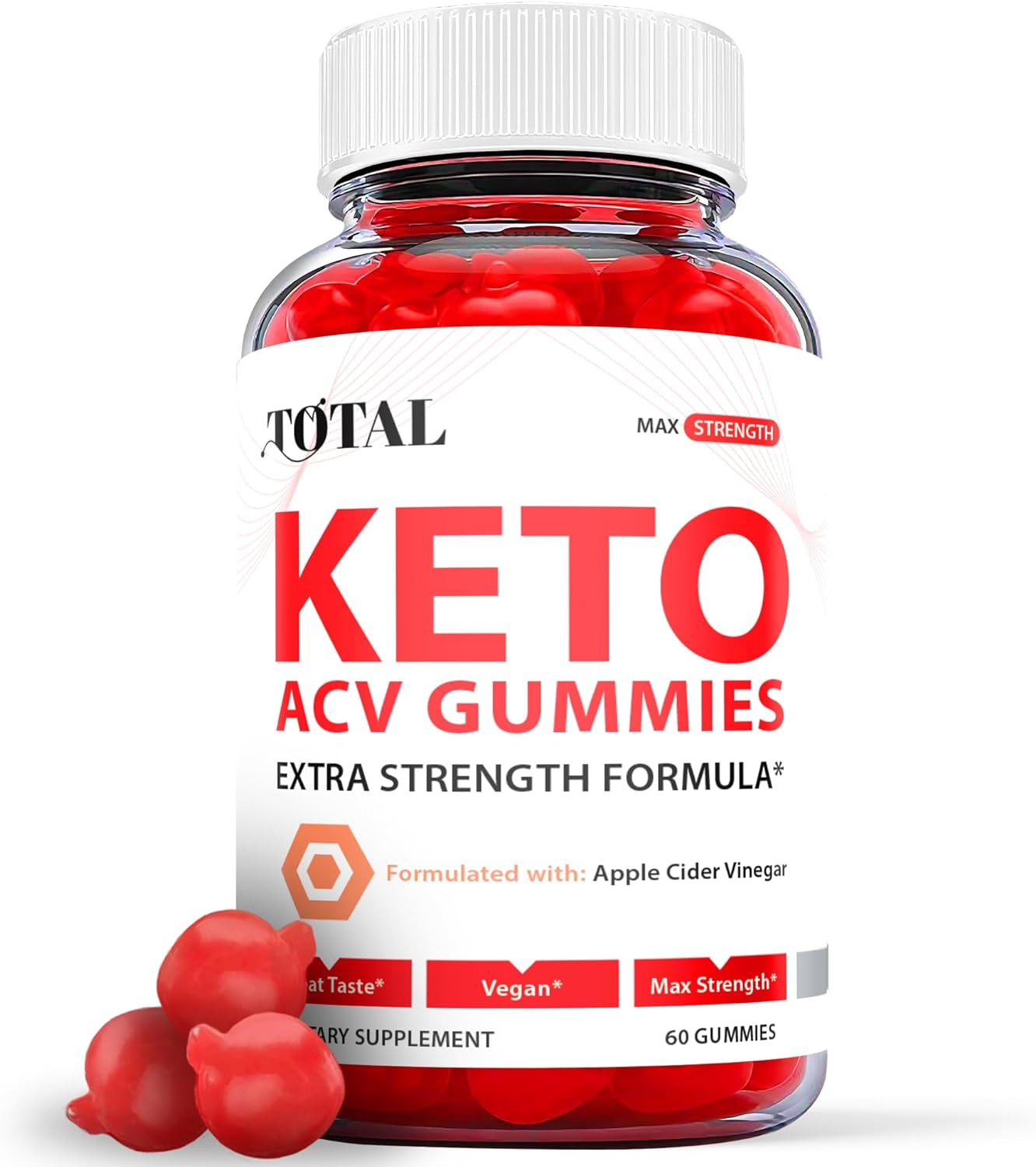 Total Keto ACV Gummies - Total Keto Gummies with ACV, Total Keto Ketosis Gummies with Apple Cider Vinegar - Vegan, Non GMO - Advanced Formula Ketogenic (1 Pack)