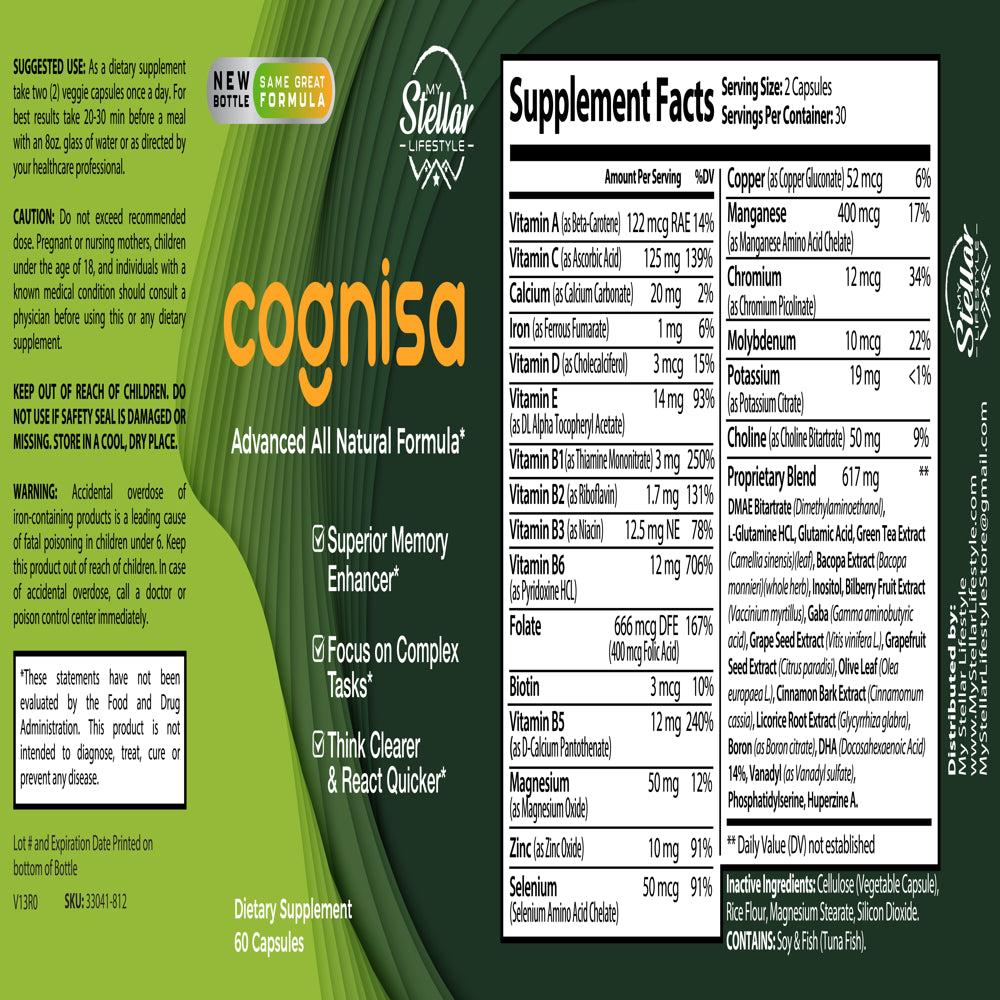 10 Pack Cognisa, Support Memory and Focus, Advanced All Natural Formula-60 Capsules X10