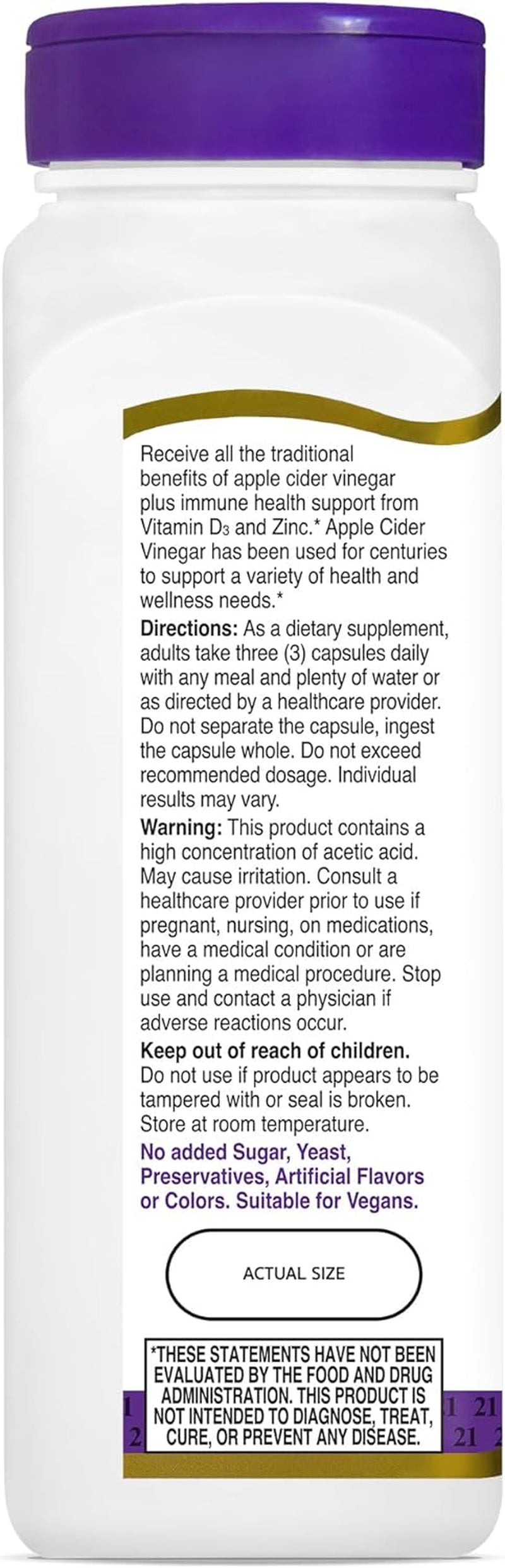 21St Century Healthcare Apple Cider Vinegar, 90 Count Capsules