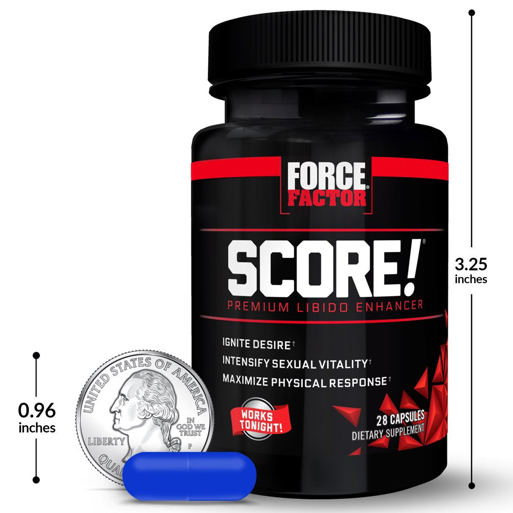 SCORE! Nitric Oxide Libido Enhancer for Men with Horny Goat Weed and L-Citrulline to Ignite Libido, Maximize Response, Increase Endurance, and Boost Male Vitality, Force Factor, 28 Capsules