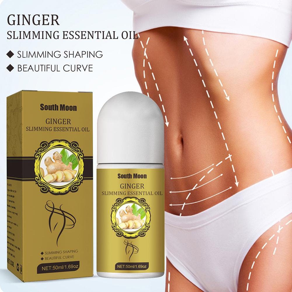 Ginger Slimming Essential Oil Roller 50Ml Natural Fat Burning Weight Loss Body Slimming Massage Ball Skin Tightening Oil