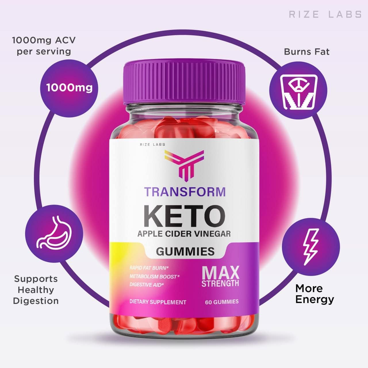 Transform Keto ACV Gummies Transform Apple Cider Vinegar Advanced Gummies (60 Gummies)