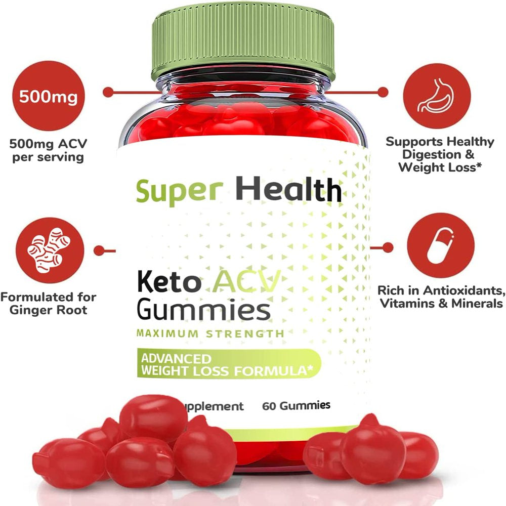 (2 Pack) Super Health Keto ACV Gummies - Supplement for Weight Loss - Energy & Focus Boosting Dietary Supplements for Weight Management & Metabolism - Fat Burn - 120 Gummies