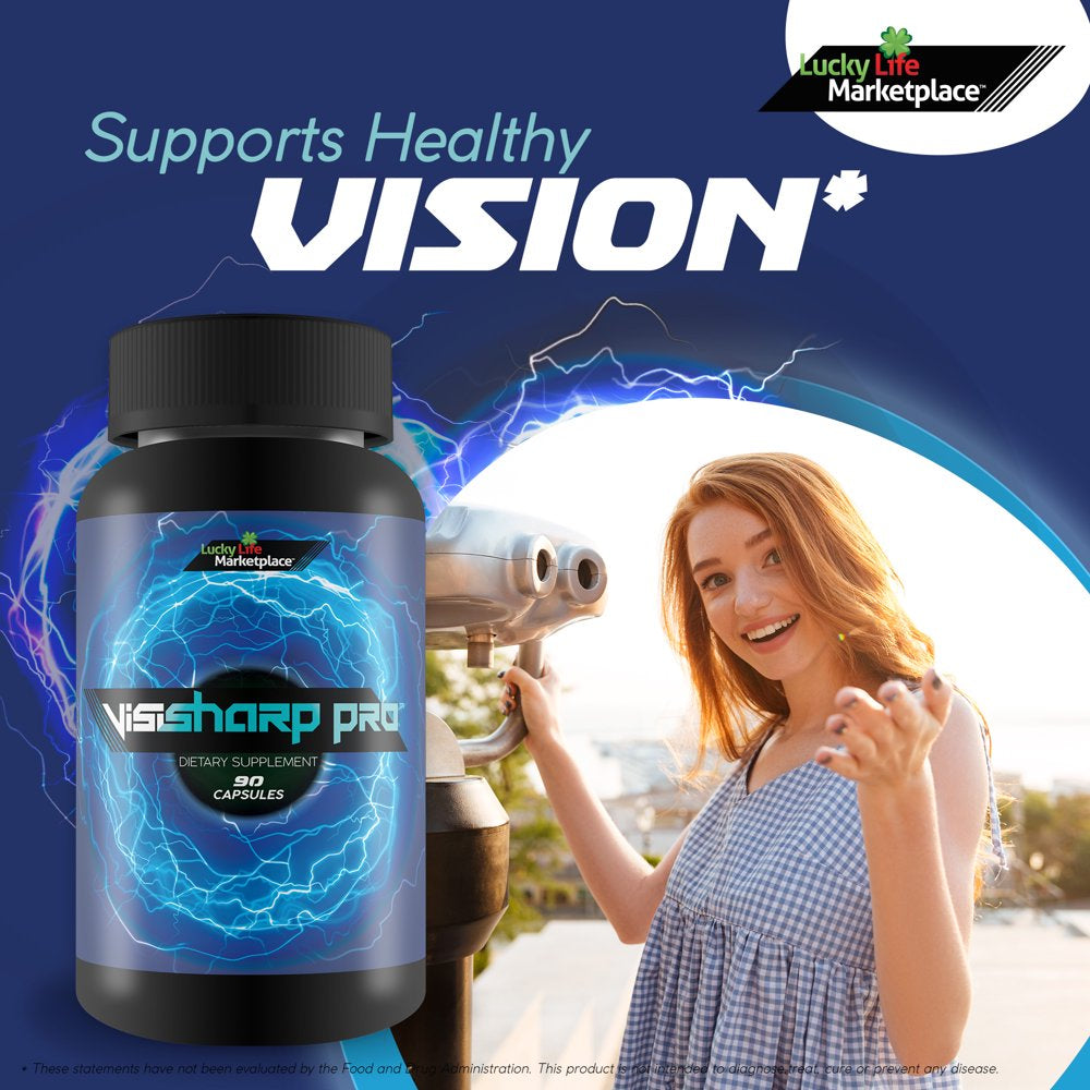 Visi Sharp Pro - Natural Vision Support Supplement - Support Healthy Vision and Visual Acuity - Enriched Multi-Vitamin, Mineral, & Antioxidant Formula for Day and Night Vision - Promote Eye Health