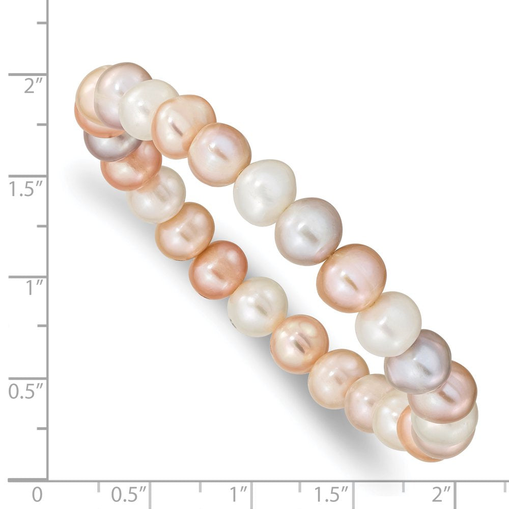 8-9Mm FWC Pearl White/Pink/Purple Stretch Bracelet QH5465